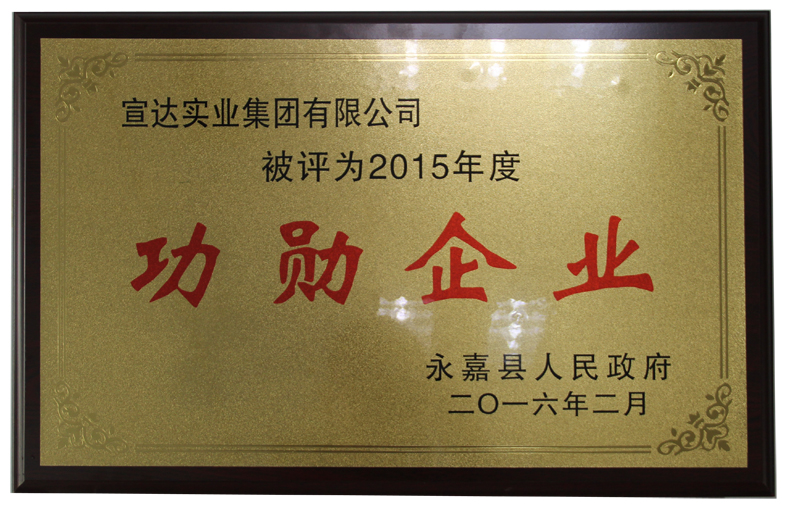 完美online(中国)荣膺2015年度永嘉县功勋企业称号
